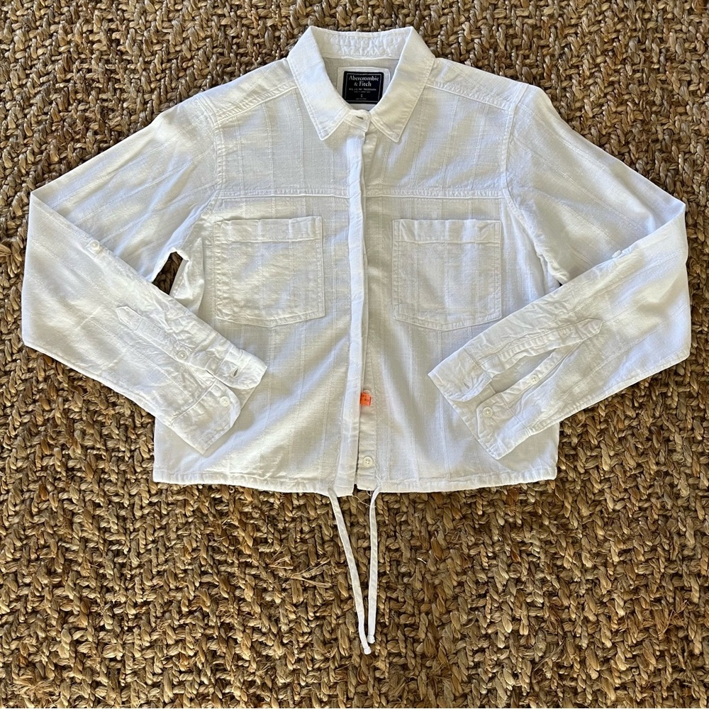 Abercrombie Fitch Top Collar Drawstring Waist Roll Tab Small